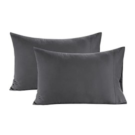 Lane Linen 100% Organic Cotton Pillow Cases Queen Size Set of 2 (20"x30") - Cotton Pillowcases Queen Size - Soft Black Pillow Cases Set of 2 - Queen Pillowcase Pack of 2 - Charcoal