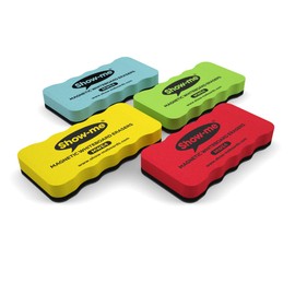 Show-me MWE4 Magnetic Whiteboard Erasers, Assorted Colours, pack of 4