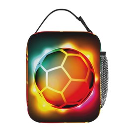 SARA NELL Cool Colorful Growing Fireball Lunch Box Soccer Lunch Bag Insulated Reusable Portable Lunch Tote Cooler Bag for Women Men Teens Kids, Office Work School Travel Lunchbox