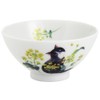 Ceramic Indigo Hidamari Cat Rice Bowl, Blossom Size: Approx. φ4.5