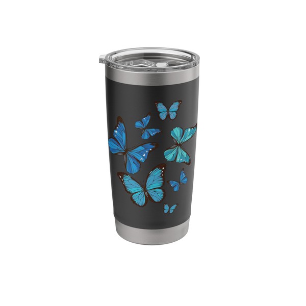 Blue Morpho Butterfly Swarm Lepidoptera Lover Entomologist Stainless Steel Insulated