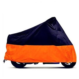 HANSWD Motorcycle Dust Cover Waterproof Uv Cover for Yamaha Kawasaki Universal (XXXL, Black and Orange)