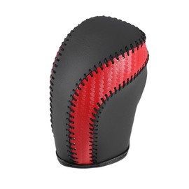 A ABSOPRO Car Gear Shifting Knob Cover Automatic Transmission Lever Trim for Toyota Camry 2018-2023 Faux Leather Carbon Fiber Pattern Red Black Stitches
