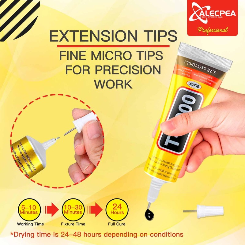 ALECPEA Upgrade T-7000 Black Adhesive Glue - 3PCS 50ml |