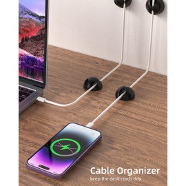 JANREAY Cable Holder Cable Clips, 14 Packs Multi-Purpose Cable Management Cable Organiser Set for Desk, Audio Cable, Power Cord, USB Charging Cable (Black-14pcs)