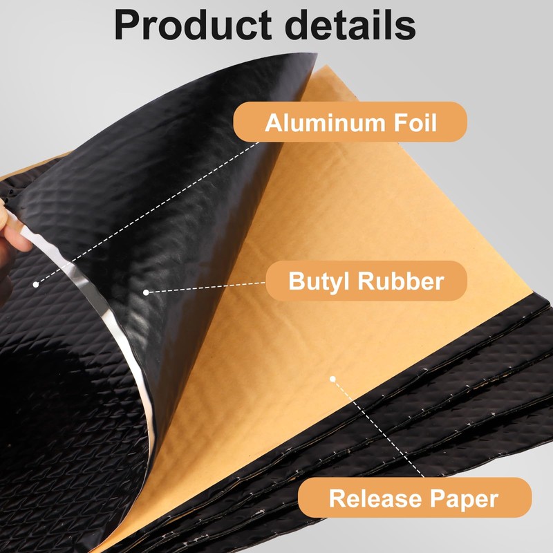 Rtcimoic Sound Deadening Mat, 80 mil (2 mm), Car Soundproofing