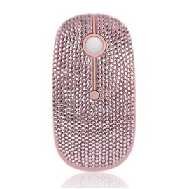 WONGS Luxury Bling Dazzling Pink Austrian Crystal Rhinestone 2.4G Wireless Mouse for Laptop, Notebook, PC, Computer, MacBook, Girls Gift - Pink