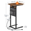 HOOBRO C Shaped Side Table with Charging Station, Slide Under