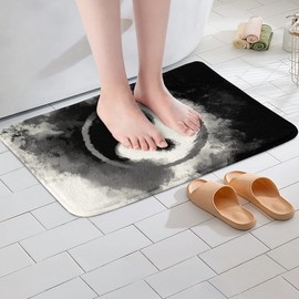 Yin Yang Bathroom Rugs Boho Trippy Bath Rugs for Shower Tub for Kids Tradition Pattern Bath Mats for Bathroom Non-slip Psychedelic Peace Sign Bath Accossories Ink Art Doormats Floor Mat 20x32 Inch