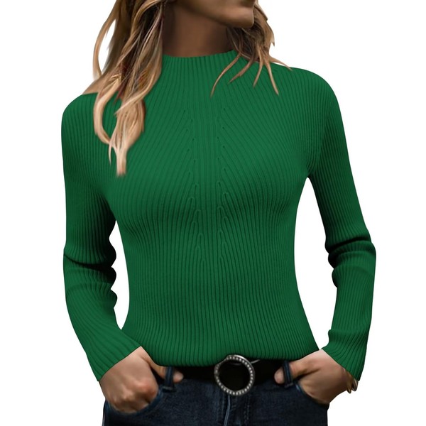 JOCAFIYE Womens Sweaters 2025 Casual Fall Solid Long Sleeve Ribbed