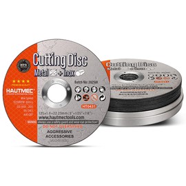 HAUTMEC Expert Grade Cut Off Wheels 5"-1/25" x 7/8", Thin Grinding Disc for Cutting Steel, Stainless Steel and Non-Ferrous Metals, 10 Pack General Purpose Cut Off Blade for Most Angle Grinder HT0431