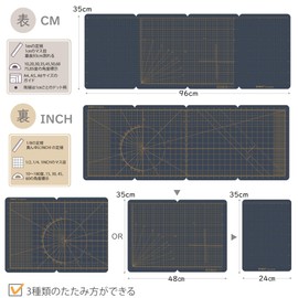 iMAT Flip Cutting Mat, M Type, Double Sided, Made of TPE Folding Cutting Mat (Navy)