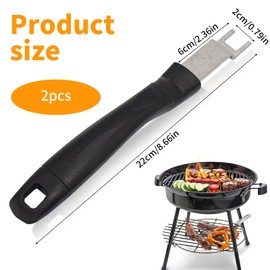 Pack of 2 Grill Grate Lifters, Stainless Steel Cooking Grate Lifter, Comfortable Lifting of Hot and Dirty Grill Racks, Universal Grill Accessories for Camping and BBQ