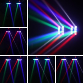 Moving Head Dj Lights 2 Pack, Czgor 8x3W LEDs Moving Head Light RGBW Spider Light, Sound Activated and DMX-512 Control Stage Lights for Party Clubs Pub Bars Disco Show Wedding Event Stage Lighting