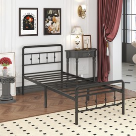 Nailsong 18 Inch Twin XL Bed Frames with Headboard and Footboard, Heavy Duty Metal Twin XL Platform Bed Frame No Box Spring Needed, Easy Assembly, Under Bed Storage, Noise Free, Black