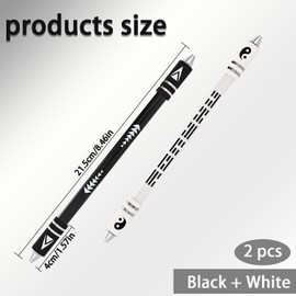 Zisqerts Metal Head Spinning Pen Dual-color No Refill Needed 8.5-inch Weighted Fidget Spinner Pen for Adults Office Supplies Finger Spinner for Stress Relief and Brain Training (Black/White)