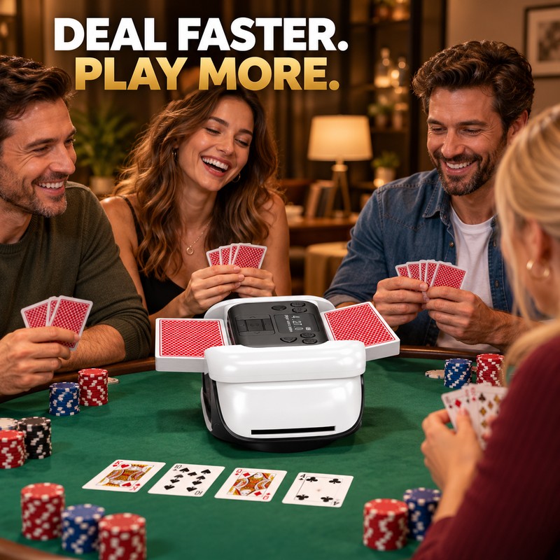 Automatic Card Shuffler and Dealer, 2400mAh Rechargeable 360° Poker Machine