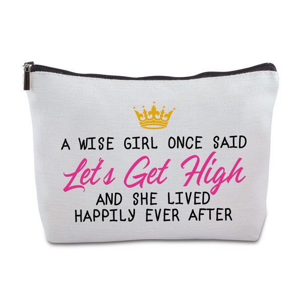 Friendship Gifts for Women Friends Let's Get High Leaf Lover Funny Gifts Makeup Bag Travel Cosmetic Bag Sisters Gifts from Sister Best Friend Inspirational Gifts for Bestie Birthday Gifts