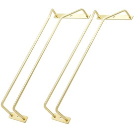 zoohot 12-Inch Gold Wine Glass Rack, Under Cabinet Wine Glass Holder Stainless Steel Stemware Rack - Hanging Stemware Holder for Cabinet Kitchen Bar, Set of 3