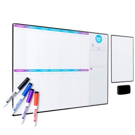 SmartyPlans Dry Erase Weekly Extra Thick Magnetic Calendar for Refrigerator: 17x13 Two Week Planner and 6x9 White Board, 4 Fine Tip Markers and Eraser with Magnets. Stain Resistant. Shipped Flat.