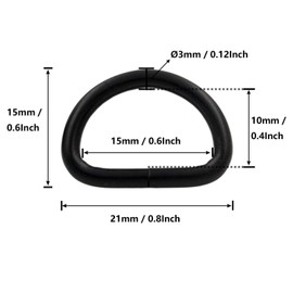 BIKICOCO Metal D-Rings Buckle, 5/8 Inch Non-Welded for Webbing Sewing DIY - Black - Pack of 100