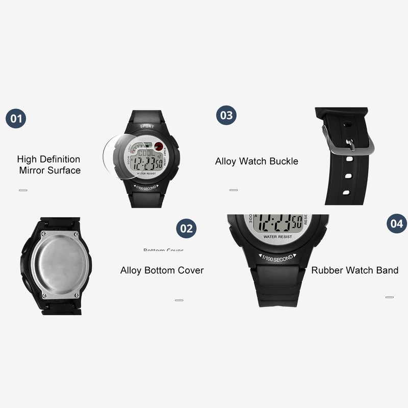 Women Men Digital Waterproof Sports Watch Surfing Watch Multifunctional Watch