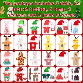 Mini Baby Doll Advent Calendar 2024 kids, Small Tiny Baby Doll Christmas Countdown Calendar 24 Days, Includes 2 Cute Little Dolls with Accessories and 24 Suits for Toddlers Girls Kids 3+