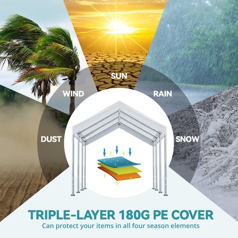 10'x20' Carport Replacement Top Canopy Cover for Car Garage Shelter