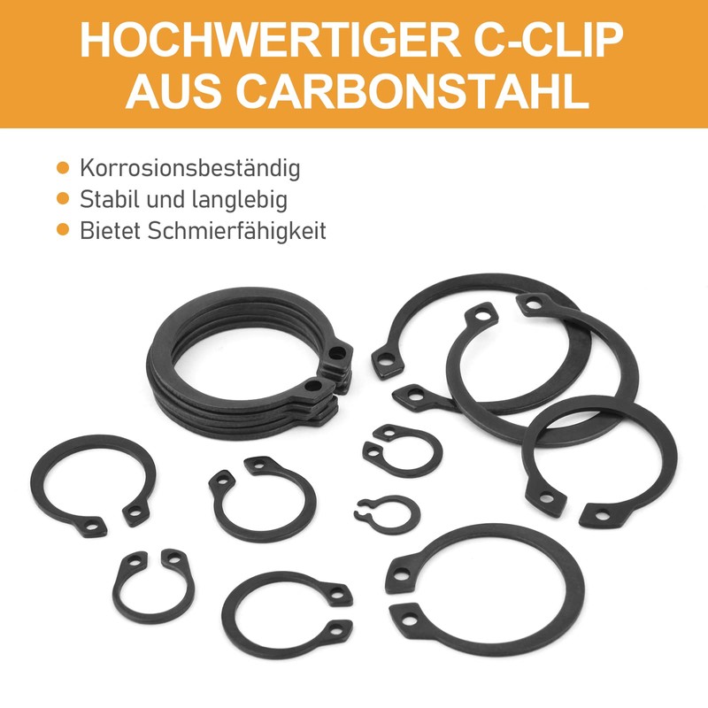 VIGRUE 400-Piece Snap Ring Assortment Circlip Set 19 Sizes Carbon