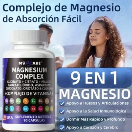 MVPCARE 9 IN 1 Magnesio Complex 1125MG |Citrato de Magnesio polvo, Glicinato de Magnesio, Gluconato de Magnesio y Óxido de Magnesio | Vitaminas Mujer 
