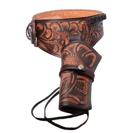 Hulara Full Grain DD Harness Buff Leather Western Gun Holster for Men Heritage Rough Rider 357 Magnum Holster Cowboy Gun Belt and Holster .38/.357 Cal Revolver Holster