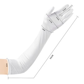 JUNART Long Satin Gloves,Elegant Elbow Length Gloves for Opera Party, Wedding, Evening Dresses,Carnival Costume, Dance (White)