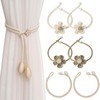 6Pcs Curtain Tiebacks, Beige Flower Curtain Ties with Adjustable Strap,