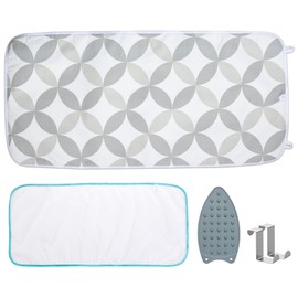 Seiritex Ironing Mat, Portable Ironing Pad 39.4 x 18.9 inch Table Top Iron Board 5 in 1 Travel Iron Blanket for Washer, Dryer, Counter top, Grey Clover