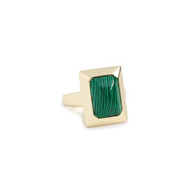 ADINA EDEN Women's Colored Baguette Stone Rectangle Ring, Malachite, Green, Gold, 7