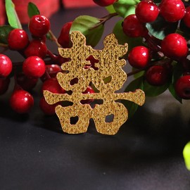 Chaungfu 120Pcs Double Happiness Confetti - Traditional Chinese Red Paper Cutting Wedding Confetti - Red, Gold