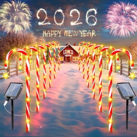 Solar Candy Cane Lights – 12-Piece Set, 22 Inch Outdoor Christmas Pathway Lights, 8 Lighting Modes with Memory Function, Solar-Powered Holiday Decorations for Garden, Yard, Walkway, Party, Driveway