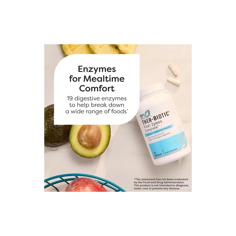 Enzimas Digestivas SFI Health Vital-Zymes Complete Cápsulas con 120 Unidades