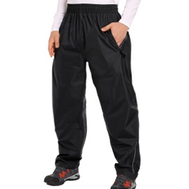 JAEZZIY Rain Pants Men, Waterproof Pants Mens Fishing Pants for Men,Breathable Lightweight Wearable Work Rain Gear Pants for Men Motorcycle Hiking Outdoor Windproof Golf (Black, L)