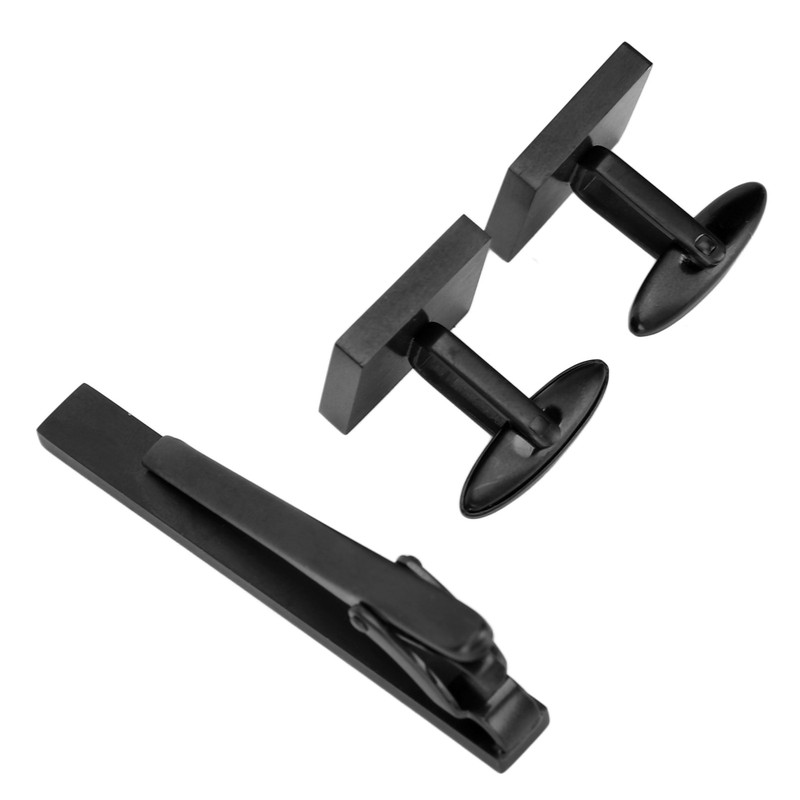 Cufflinks Tie Clip Set Stainless Steel Classic Business Style Electroplating