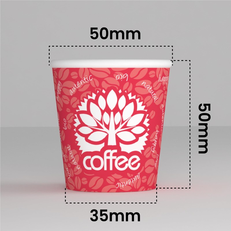 200 Paper Coffee Cups 65ml Red Forest Eco Friendly Biodegradable
