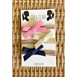 Ivory Set 3 Suede Baby Toddler Headbands Gift Pink Navy ivory  NEW Hair Accessories