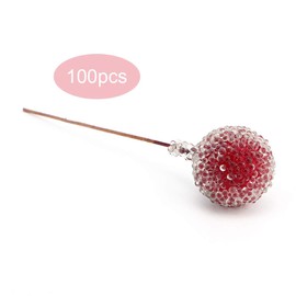 Red Berry Stems, Berries Christmas Decor, 100pcs Artificial Mini Frosted Fruit Artificial Holly Berries for Home Wedding Party Kitchen Festival Holiday Decor