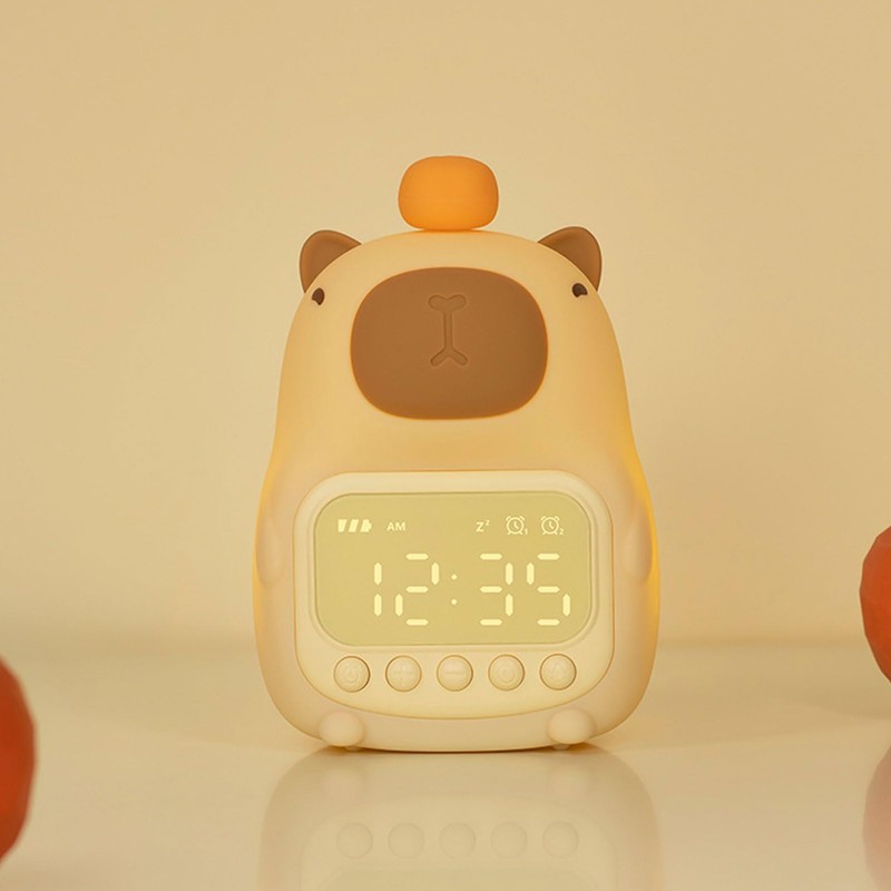 Cute Capybara Alarm Clock Night Light, for Kids and Adults,