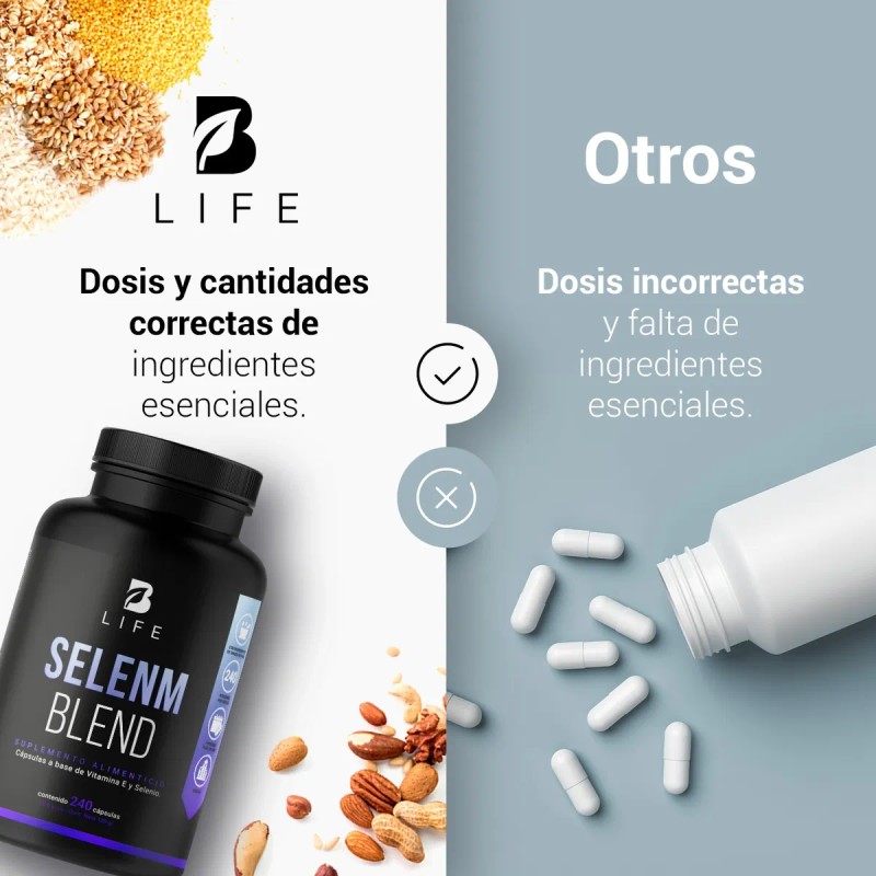 Selenio 240 Cápsulas Con Vitamina E, Selenio Complex, B Life