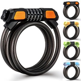 Fenxyo Bicycle Locks with Numbers, Bicycle Lock High Security for Children with Resettable Combination Lock, 120 cm, Waterproof, Without Key, Bicycle Accessories for Bicycle, E-bike, Mountain Bike
