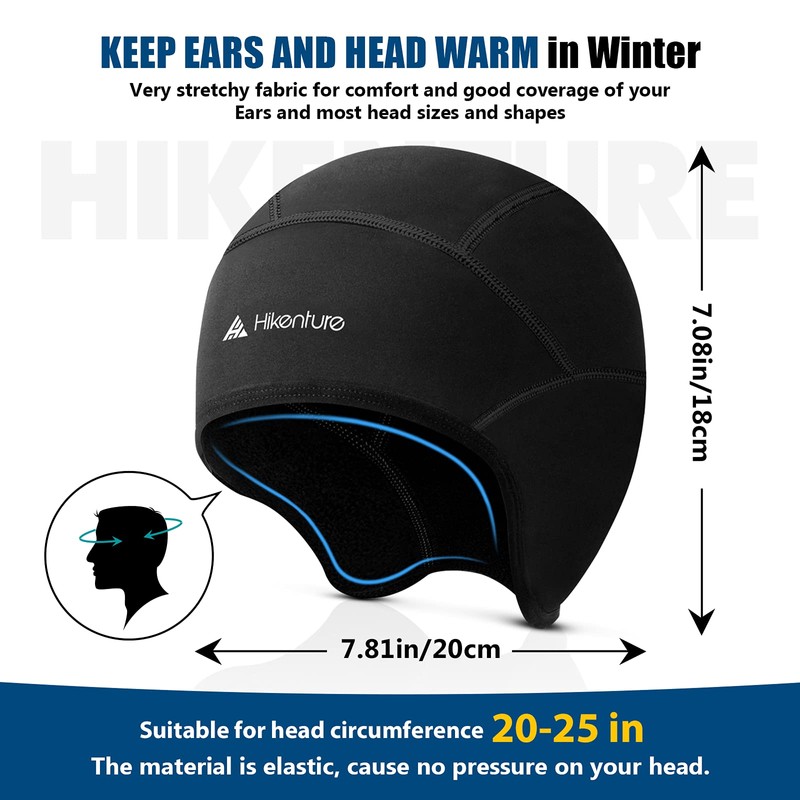 Hikenture Gorro térmico de invierno para hombre y mujer, Negro