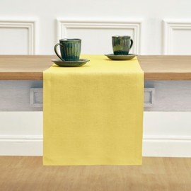 Solino Home Linen Table Runner 60 Inches Long – 100% Pure Linen Sunshine Yellow Table Runner 14 x 60 Inch – Machine Washable Dining Table Runner for Indoor, Outdoor – Fete