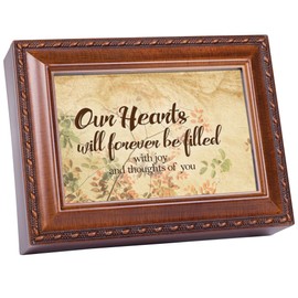 Cottage Garden Hearts Shared Love Never Apart Woodgrain Keepsake Music Box Plays Edelweiss