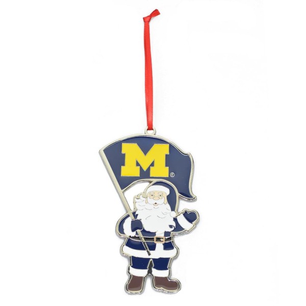 Michigan Wolverines Santa Metal Christmas Ornament